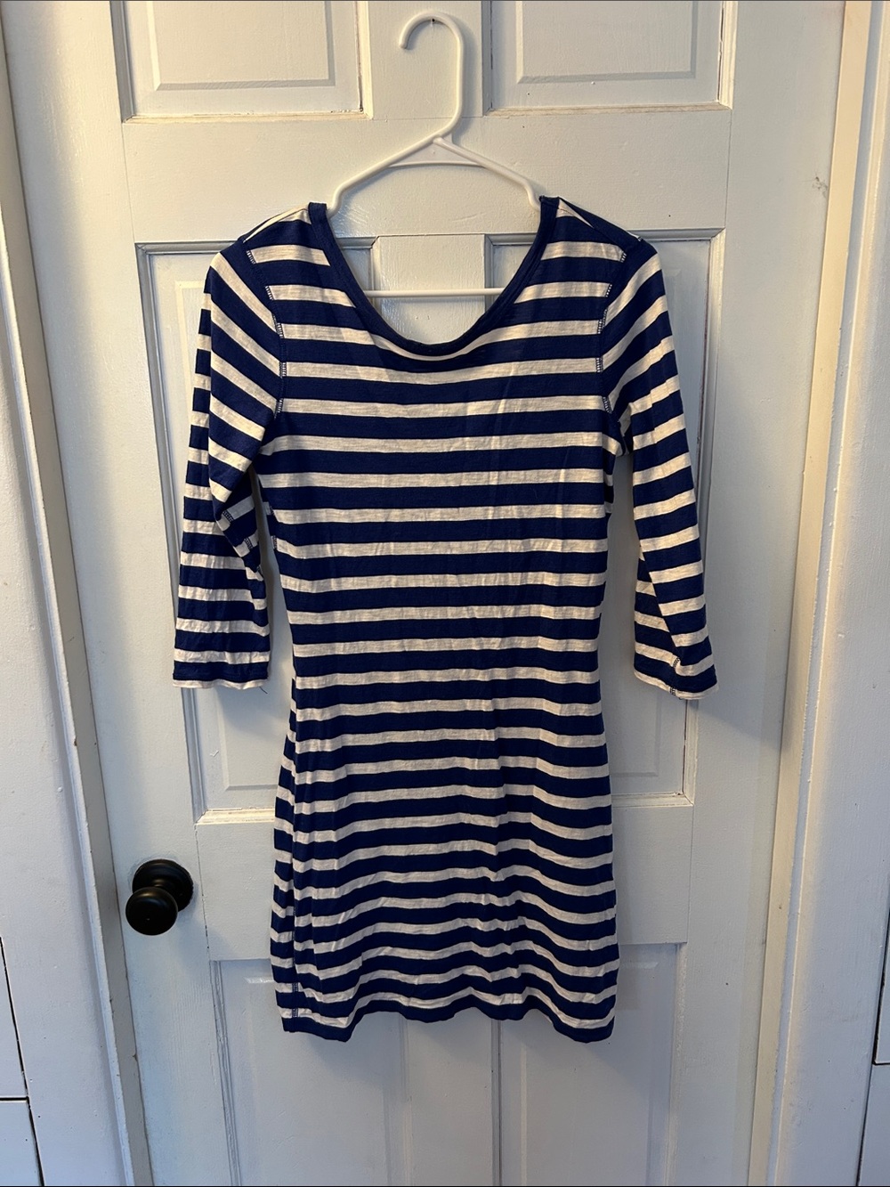 Express Navy and White Striped Tee Dress